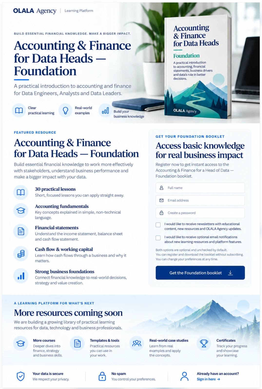 Finance for Data Engineers — OLALA Agency Learning resources covering accounting fundamentals, financial analysis, business performance, and practical financial knowledge for Data Engineers, Analysts, and Data Leaders.